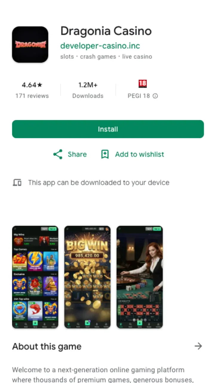 Dragonia Casino app